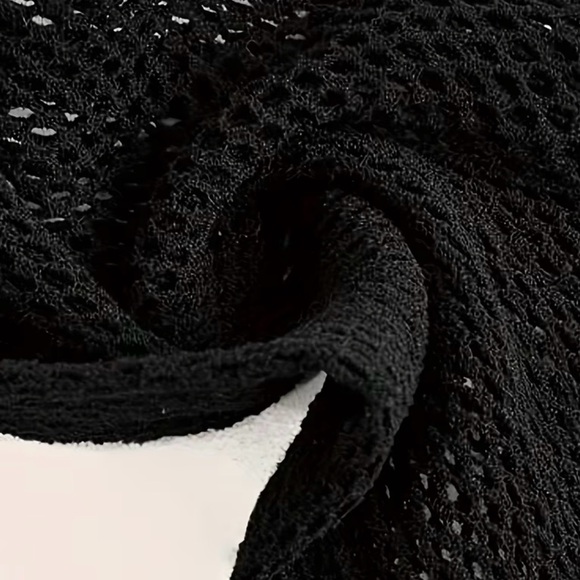 Black Fishnet Tights with Lace Design - Picture 3 of 5